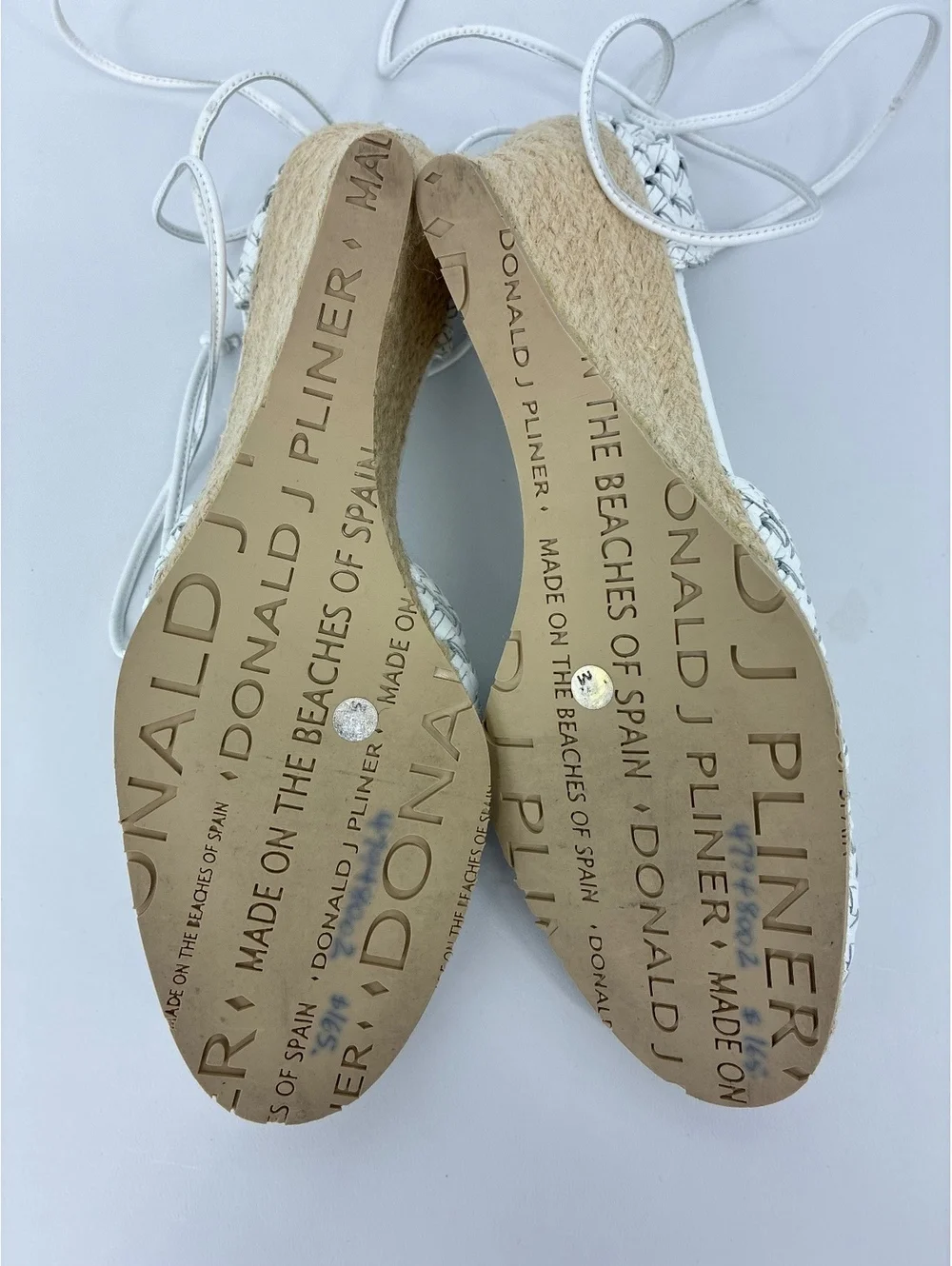 Donald J Pliner White Woven Leather Espadrille Wedge Sandals Size 7M